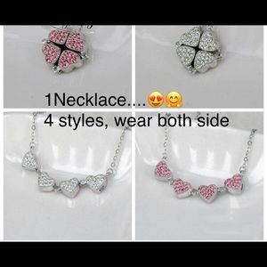 clover necklace 4 in 1 reversible pink & white